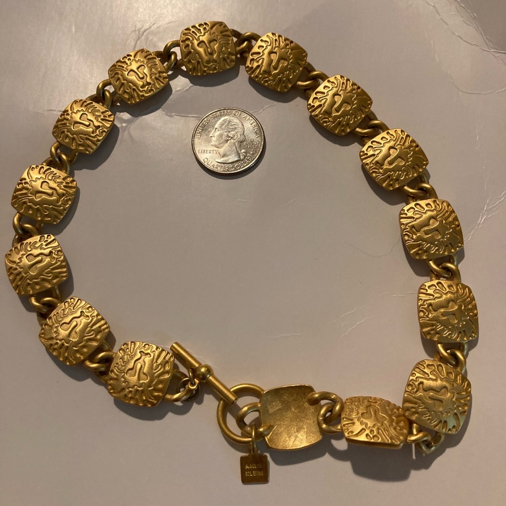 Vintage Anne Klein Gold Filigree lion statement necklace